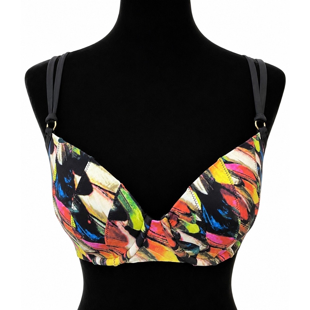 Aerin Rose Signature Womens Underwire Bra 32D/DD Multicolor Geometric Print